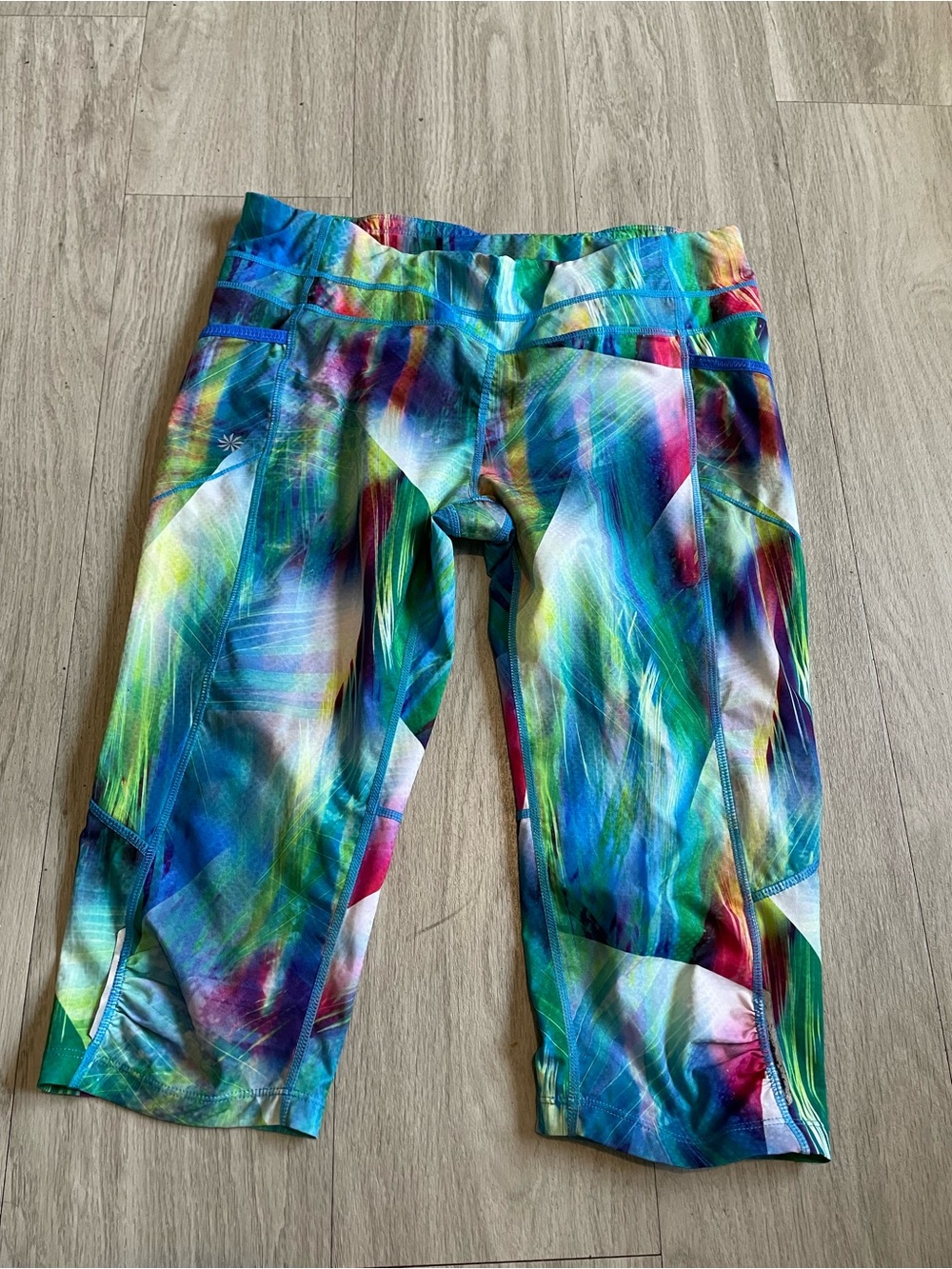 Athleta Colorwash Capri Leggings - Blue, Green, Pink